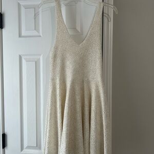 Silence + Noise Cream Mini Dress with Gold Flakes